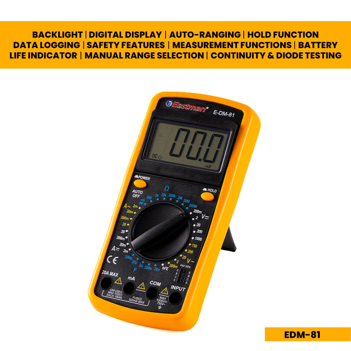 JRSDRIVE Digital Multimeter, DC Voltmeter And Ohm Volt,EDM-81