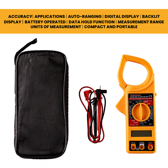 JRSDRIVE Digital Clamp Meter, AC Current Tester, EDCM266