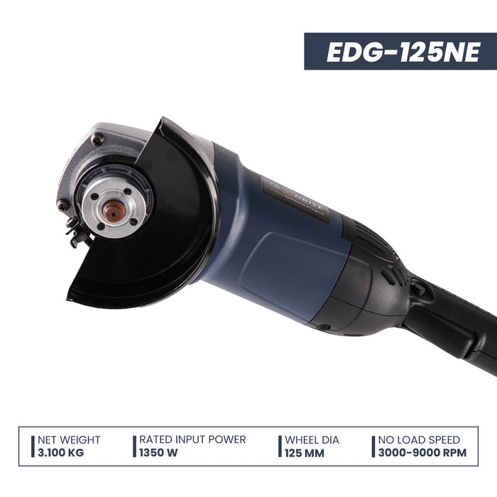 JRSDRIVE Heavy Duty Angle Grinder with 125 Mm Wheel Dia, 3000-9000 Rpm, 1350W, Single Speed model (EDG-125NE)