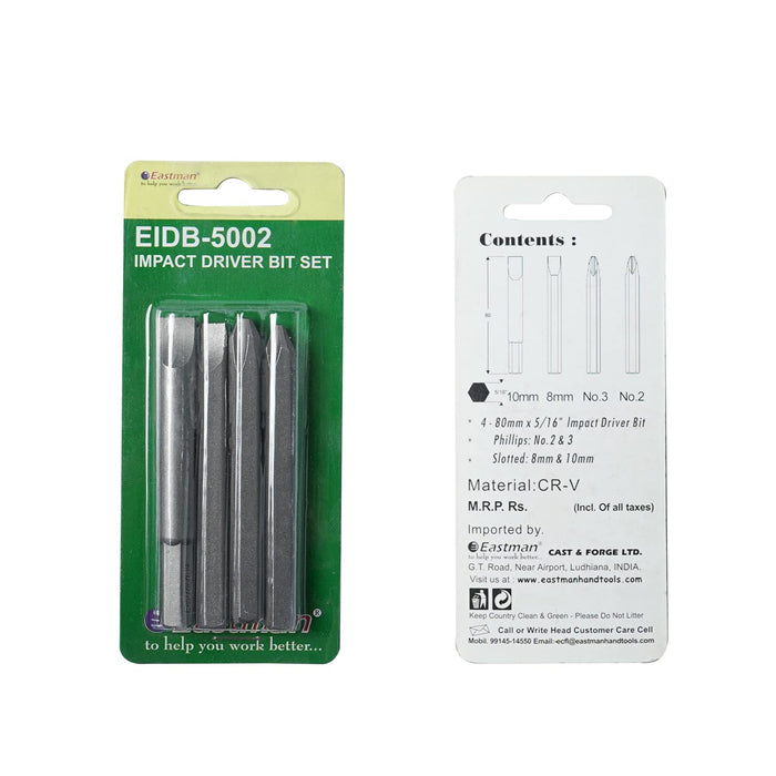 EASTMAN IMPACT DRIVER BIT SET, 80MM, EID5002