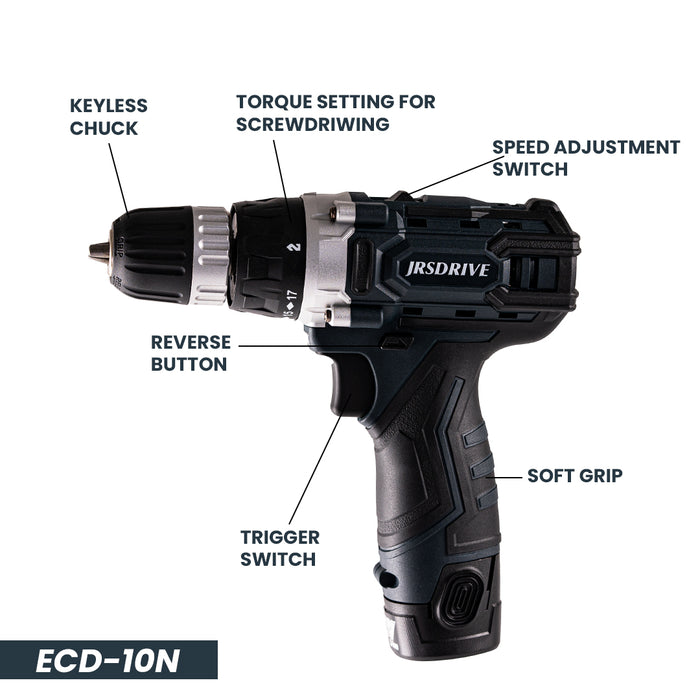 JRSDRIVE Kit of Cordless Drill ECD-10NK