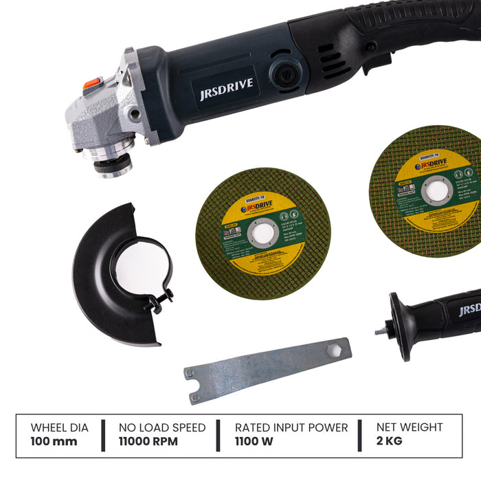 JRSDRIVE Angle Grinder Input power 1100W || Wheel Dia 100 mm EDG100N