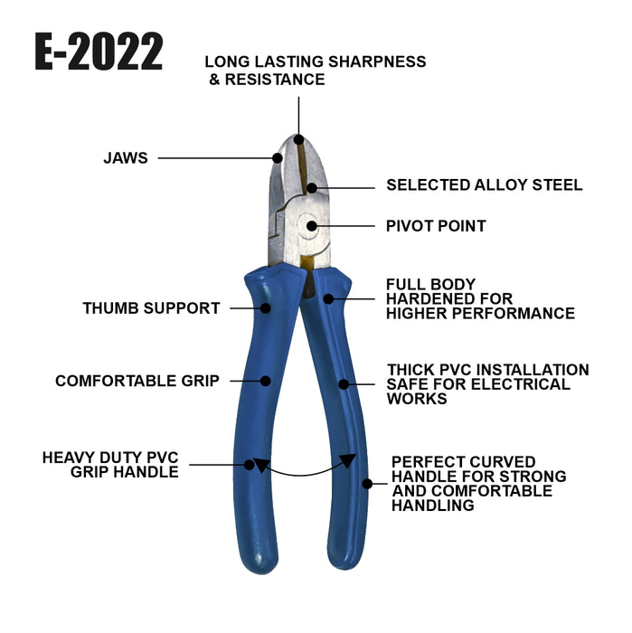 Eastman Side Cutting Plier, Alloy Stteel,6/150mm, E-2022B