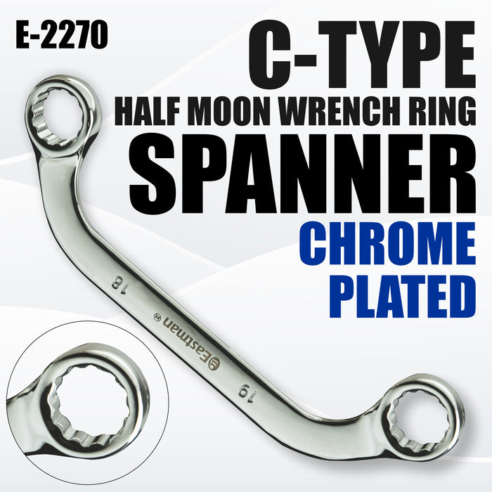 Eastman C Type Half Moon Wrench Ring Spanner. Pack of 10Pcs E-2270