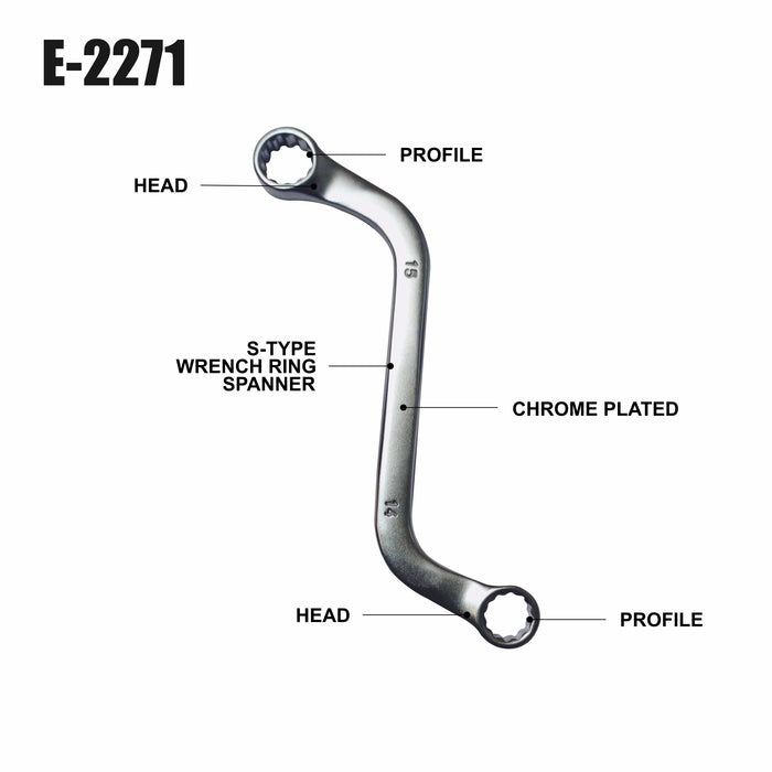 Eastman S-Type Wrench Ring Spanner Pack of 5 Pcs E-2271