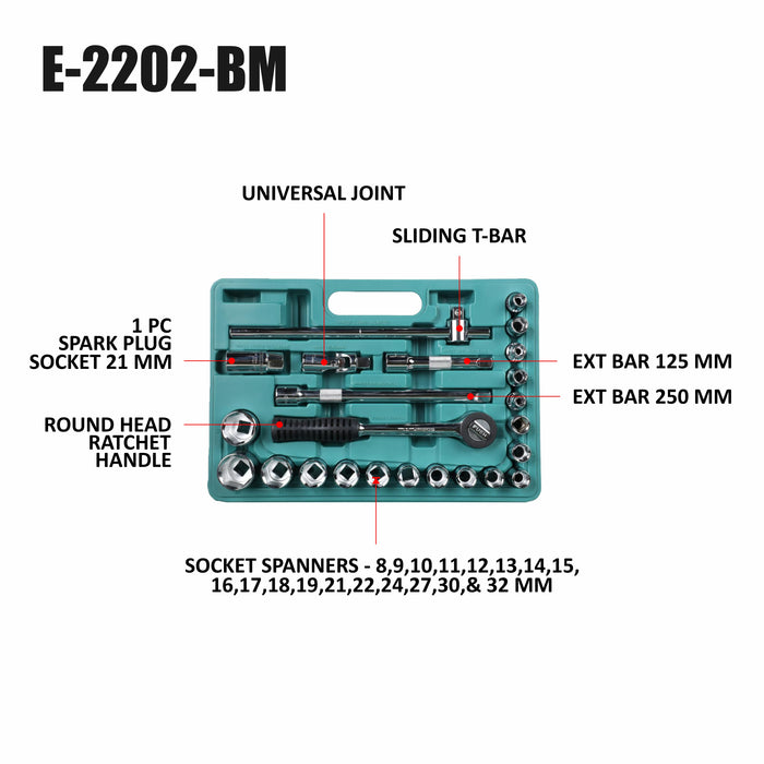 Eastman 1/2 SQ. 24 Pcs Socket Set New