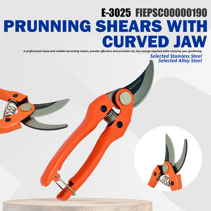 Eastman Prunning Shears With Curved Jaw, Selected Stainless Steel, Selected Alloy Steel, Size:- 190mm, E-3025