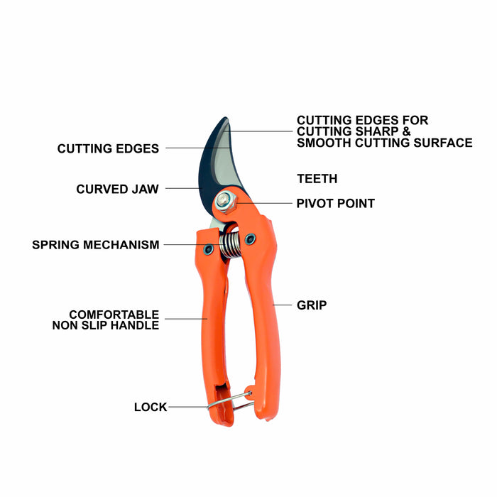 Eastman Prunning Shears With Curved Jaw, Selected Stainless Steel, Selected Alloy Steel, Size:- 190mm, E-3025