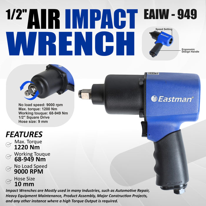 Eastman Heavy Duty 1/2 Inch Air Impact Wrench  EAIW949