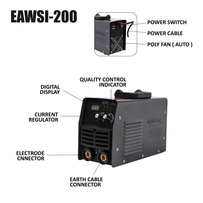 JRS TOOLS Welding Set Machine, 20-200 A 50/60 Hz EAWSI200