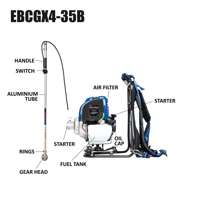 JRS TOOLS Brush Cutter Machine with 4B(back Pack), Blue Black EBCGX4-35B