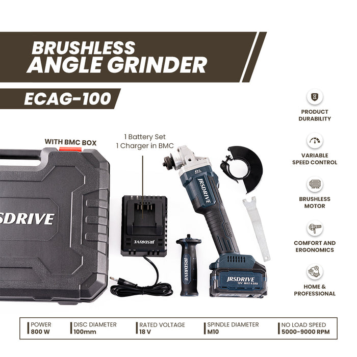 JRSDRIVE Brushless  Angle Grinder ECAG100