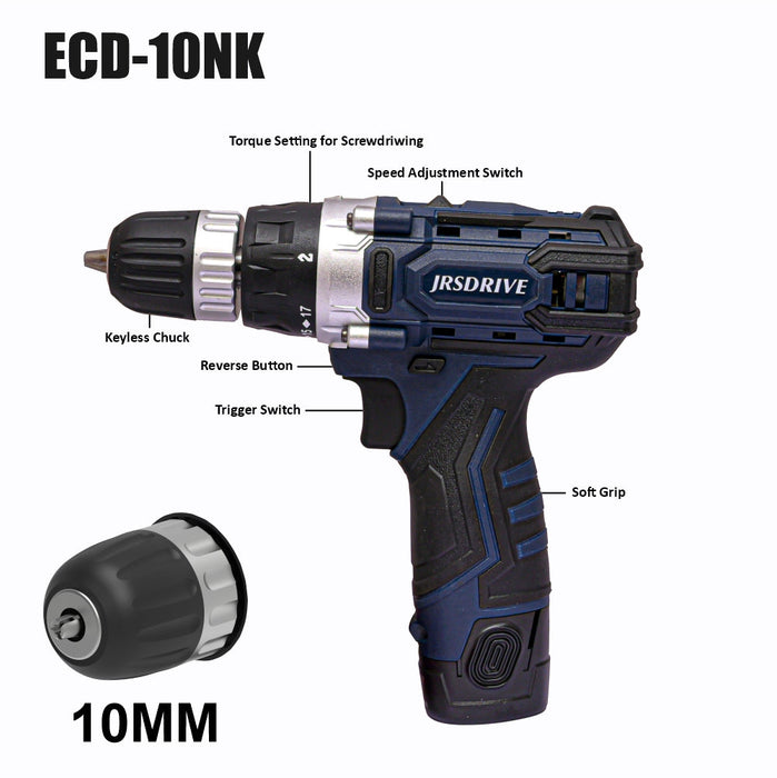 JRSDRIVE Kit of Cordless Drill ECD-10NK