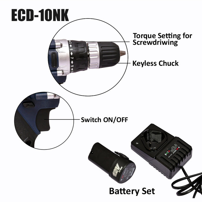 Eastman Kit of Cordless Drill ECD-10NK