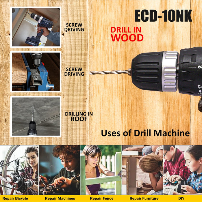 JRSDRIVE Kit of Cordless Drill ECD-10NK