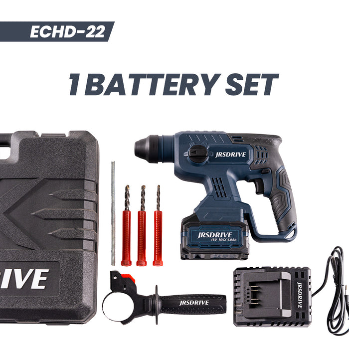 JRSDRIVE Cordless Brushless Rotary Hammer Drill Machine-22mm ECHD22