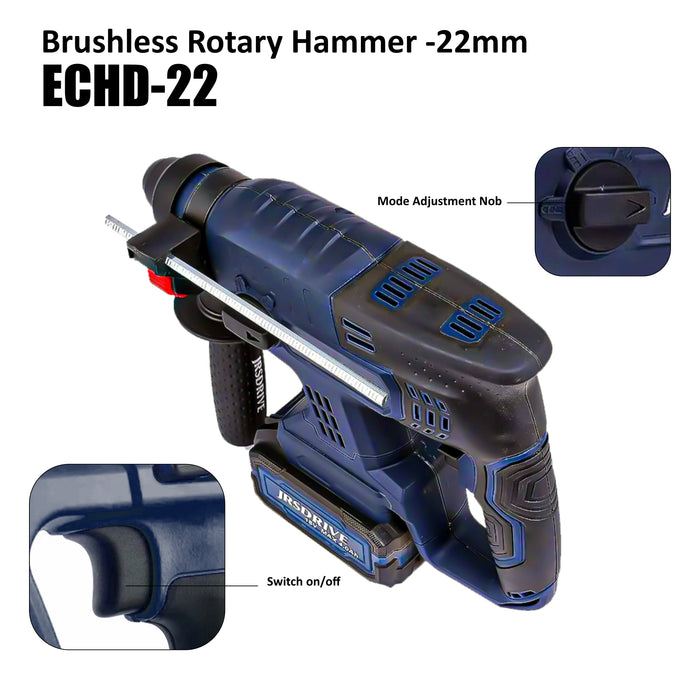 Eastman JRS DRIVE Cordless Brushless Rotary Hammer Drill Machine-22mm ECHD22