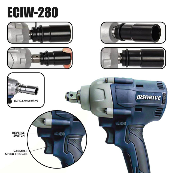 JRSDRIVE  1/2" Cordless Impact Wrench-280Nm, ECIW-280