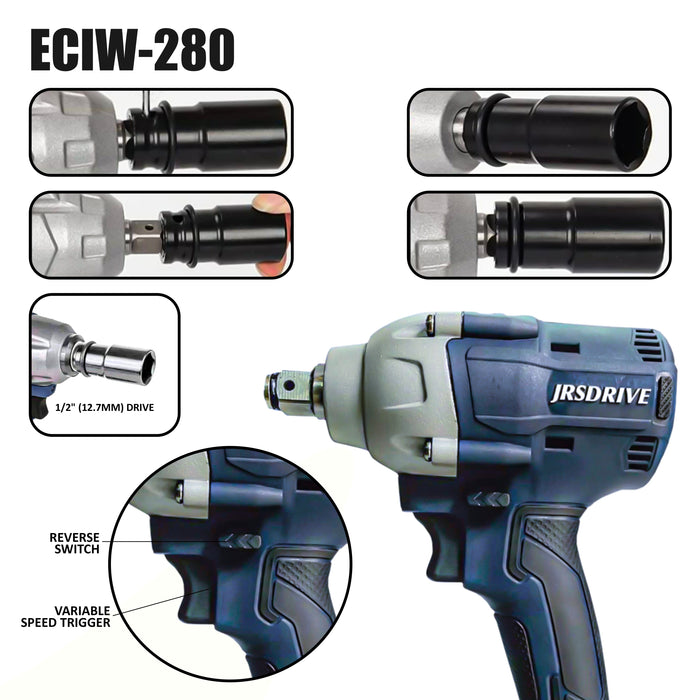 JRS Drive 1/2" Cordless Impact Wrench-280Nm, ECIW280