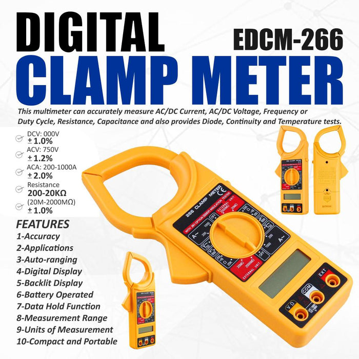 JRSDRIVE Digital Clamp Meter, AC Current Tester, EDCM266