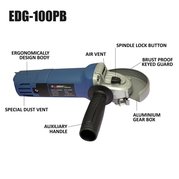 JRSDRIVE Angle Grinder, Wheel Speed 11000Rpm EDG100PB