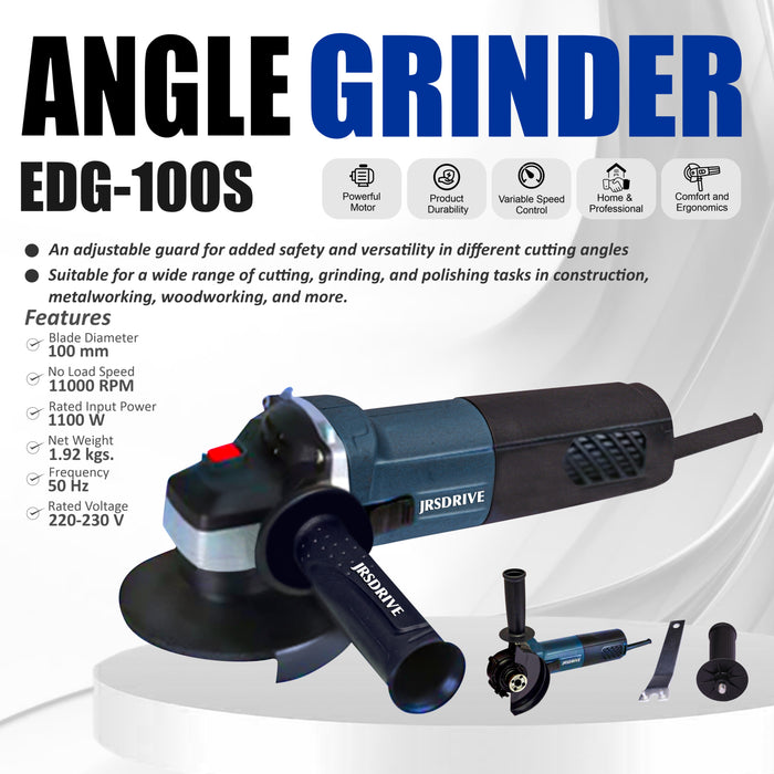 JRSDRIVE Angle Grinder 100mm Side Switch Edg100s