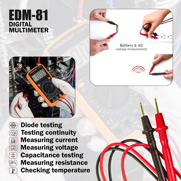 JRSDRIVE Digital Multimeter, DC Voltmeter And Ohm Volt,EDM-81