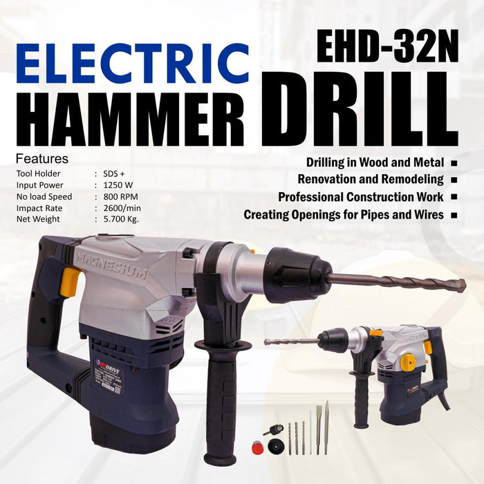 JRSDRIVE Electric Hammer Drill Machine EHD32N