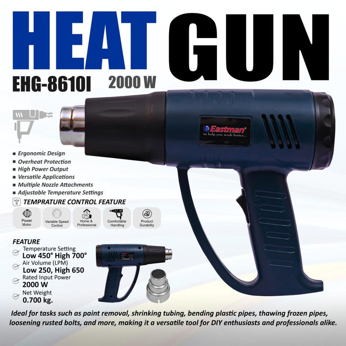 JRSDRIVE Heat Gun Lightweight High-Temperature Performance EHG-8610I