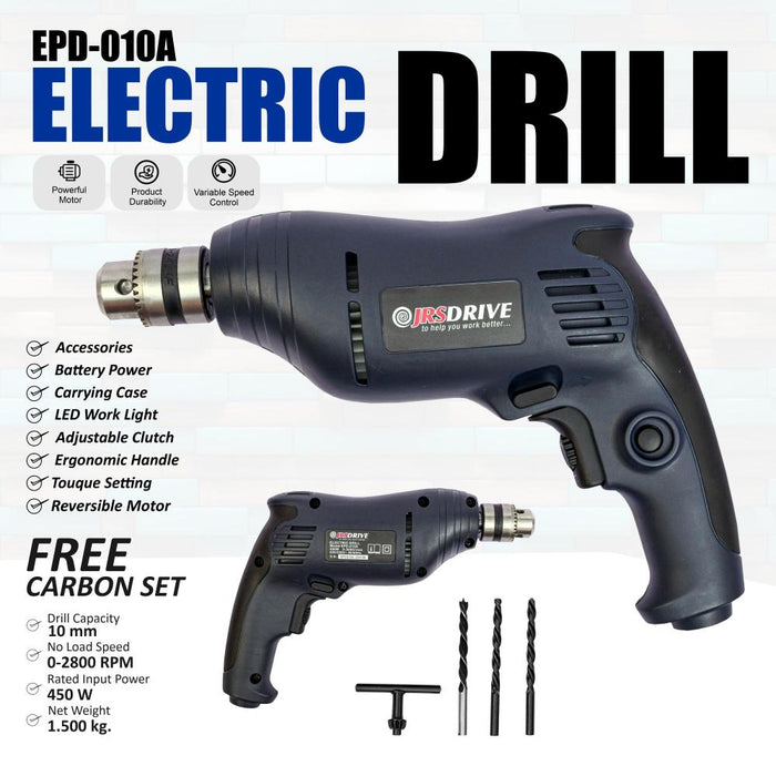 JRSDRIVE Electric Drill Machine, Capacity 10mm EPD010A