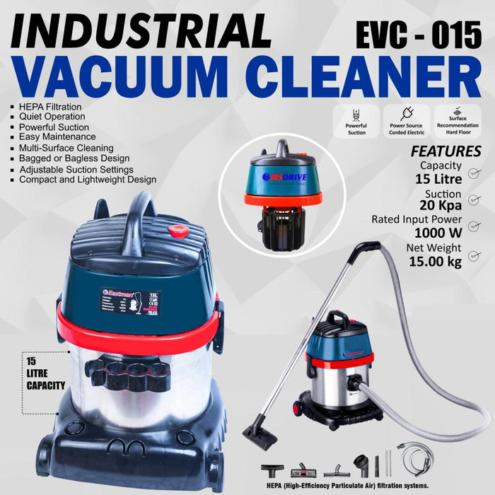 JRSDRIVE Vacuum Cleaner, 20 Kpa ,1000 W, 15 Littre (EVC-015)