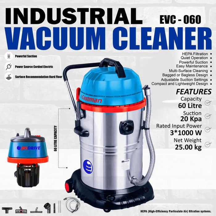 JRSDRIVE Vacuum Cleaner ,20 Kpa ,3X1000 W ,60 Littre (EVC-60)