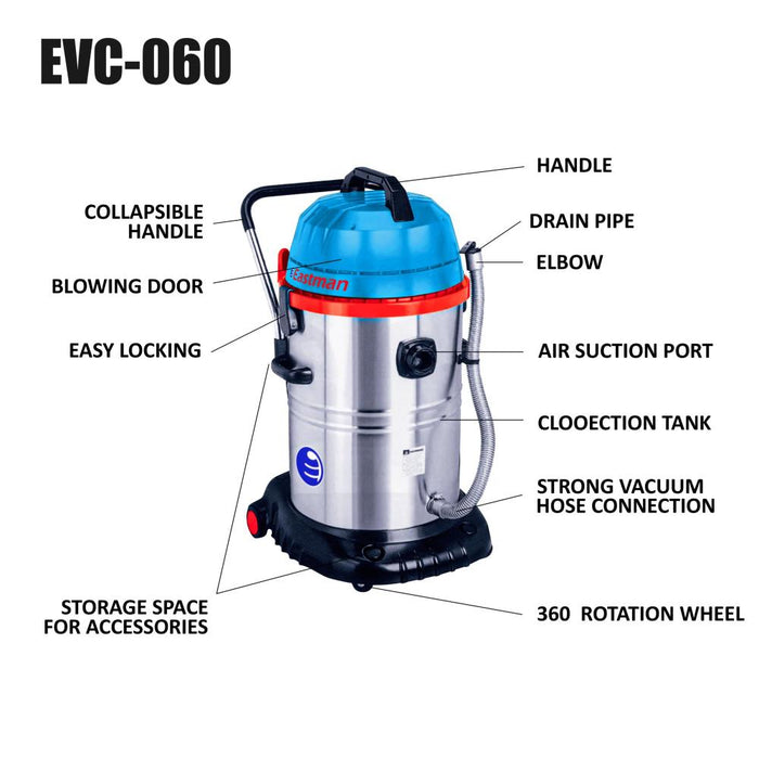 JRSDRIVE Vacuum Cleaner ,20 Kpa ,3X1000 W ,60 Littre (EVC-60)