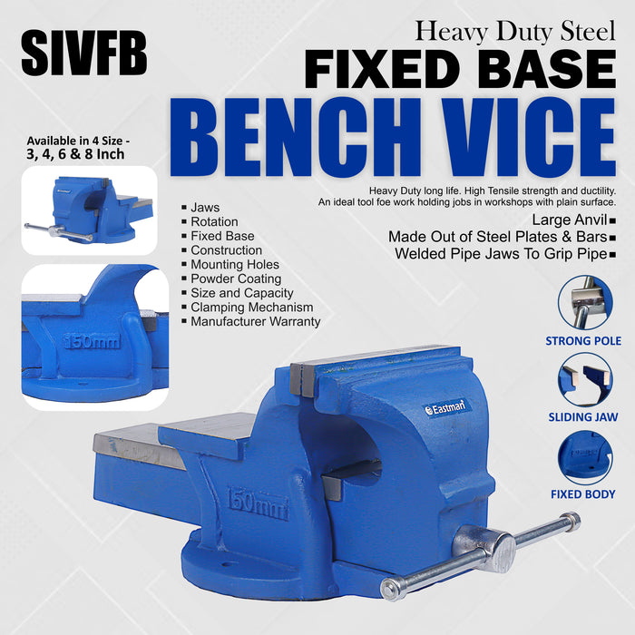 Eastman S.G. Casting Vice Fix Base Painted Body Harden Tamped Jaw: 4 Inch Wt. 6.400 Kgs.
