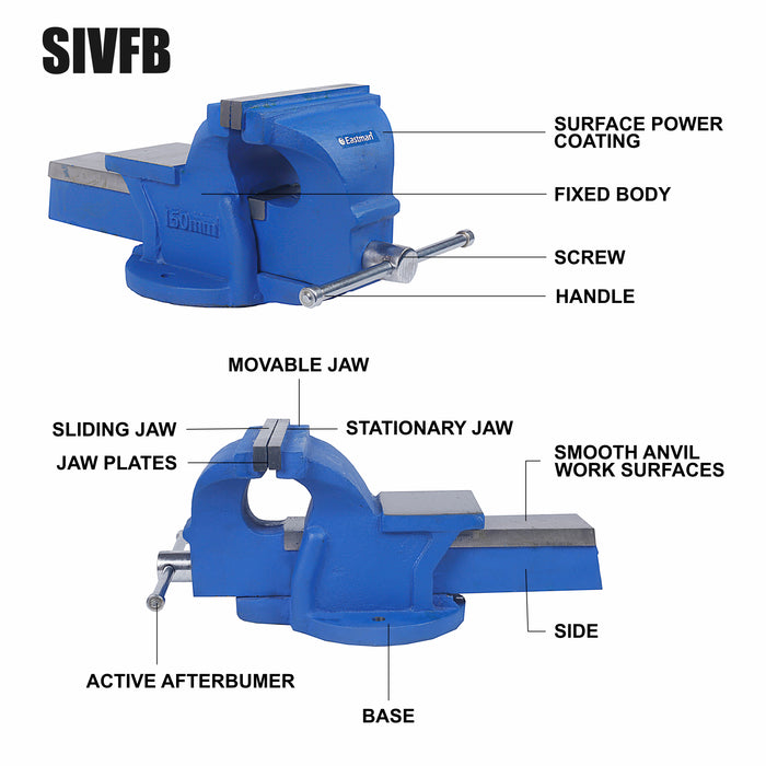Eastman S.G. Casting Vice Fix Base Painted Body Harden Tamped Jaw: 4 Inch Wt. 6.400 Kgs.