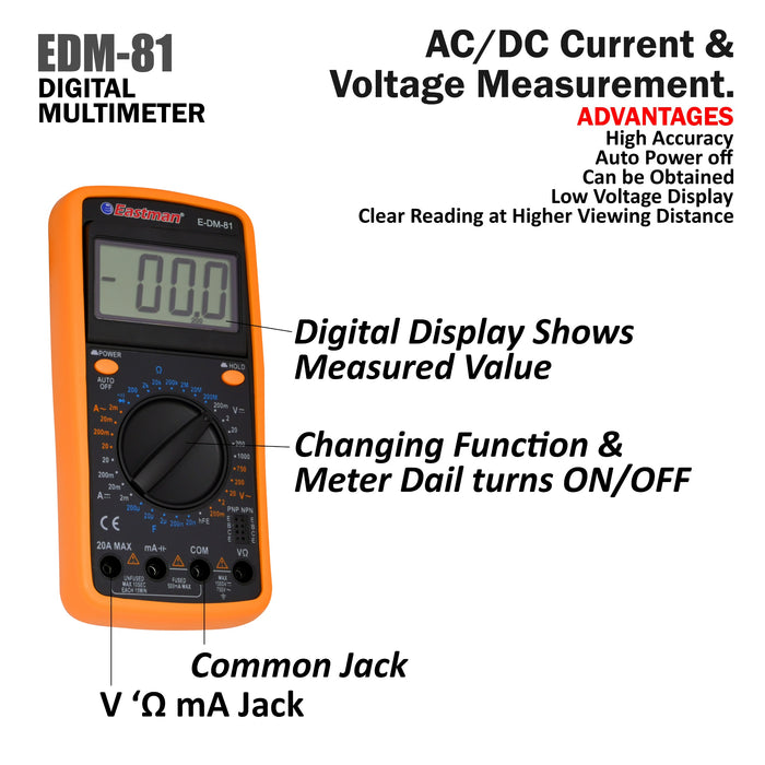 Digital Multimeter, DC Voltmeter And Ohm Volt,EDM-81