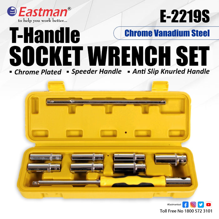 Eastman T- Handle Socket Wrench  Set 9 Pcs  E2219S